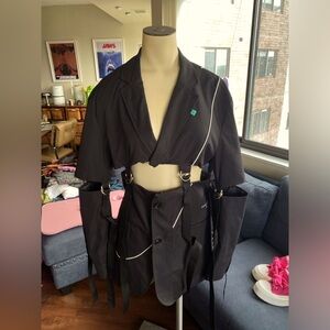 Designer two piece set cropped blazer and mini skirt